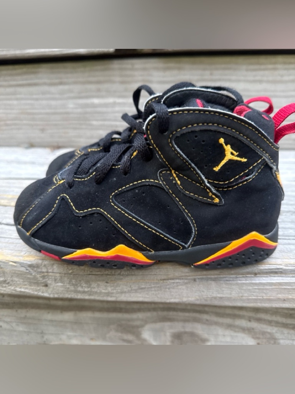 Nike Air Jordan 7 Citrus Black Toddler High Top Sneakers Size 10C  DJ2776-081